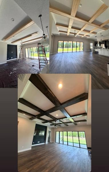 Custom wood ceiling beam and feature carpentry project