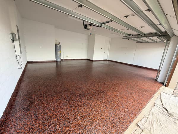 Red & Black Flake Garage Floor
