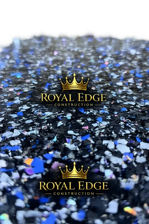 Blue and silver flake epoxy floor