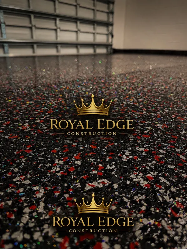 Black and red flake epoxy garage floor
