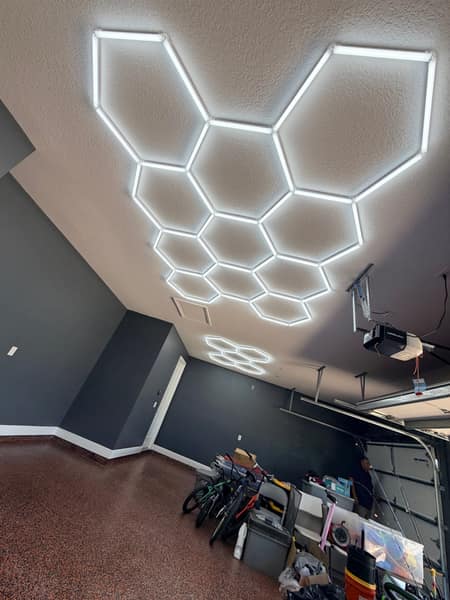 Garage with Hexagon LED Lights