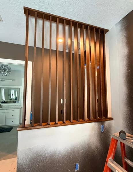 Custom wood slat room divider