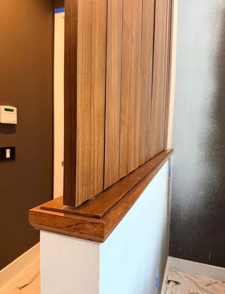 Wood slat divider custom trim detail