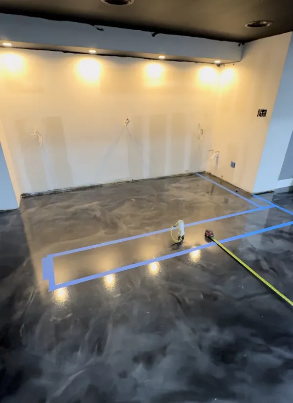 Coffered ceiling drywall framing with recessed light openings