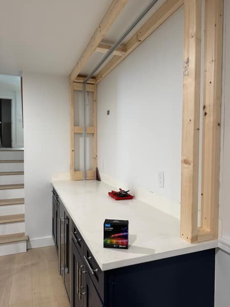 Built-in bar framing in progress