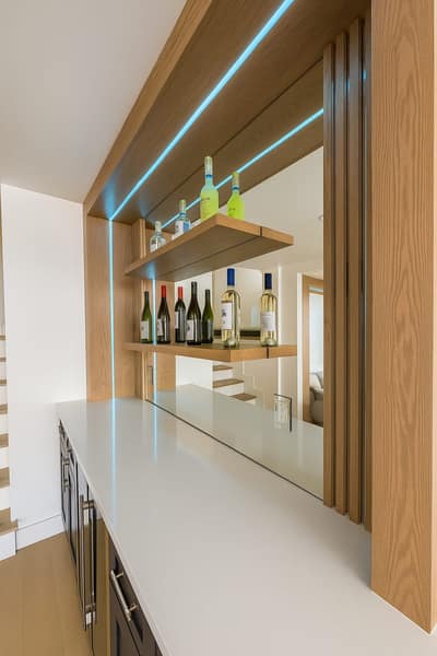 Floating shelf bar with LED accent lighting