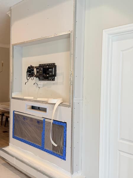 Media and fireplace feature wall framing