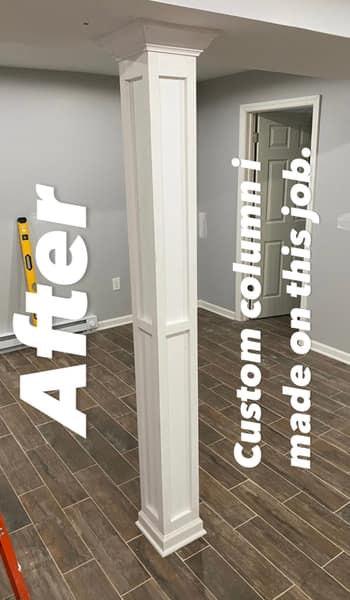 Custom wood-wrapped support column