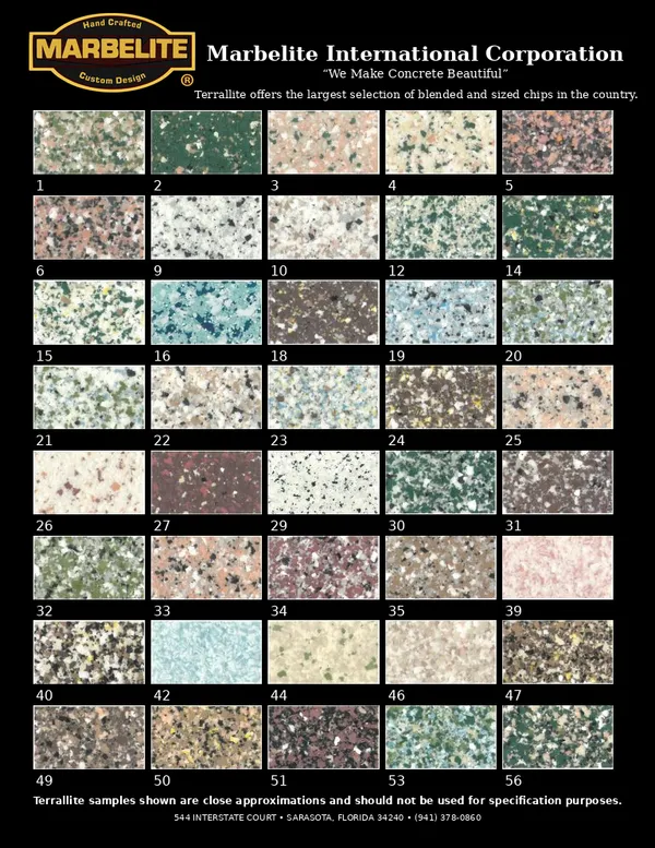 Marbelite DécorChips color swatches, page 1